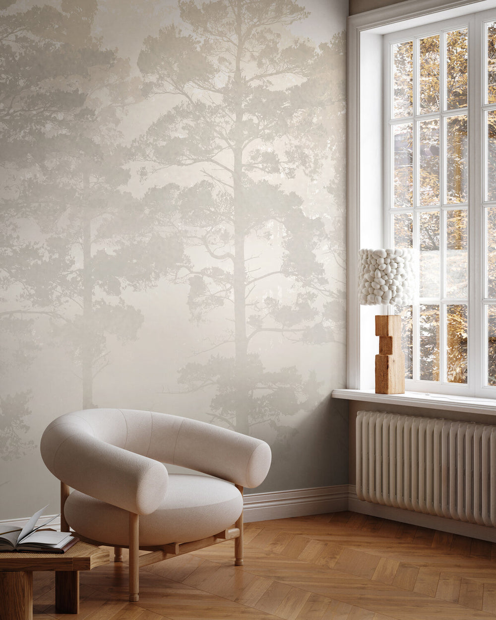 Forêt de pins brumeuse - Beige