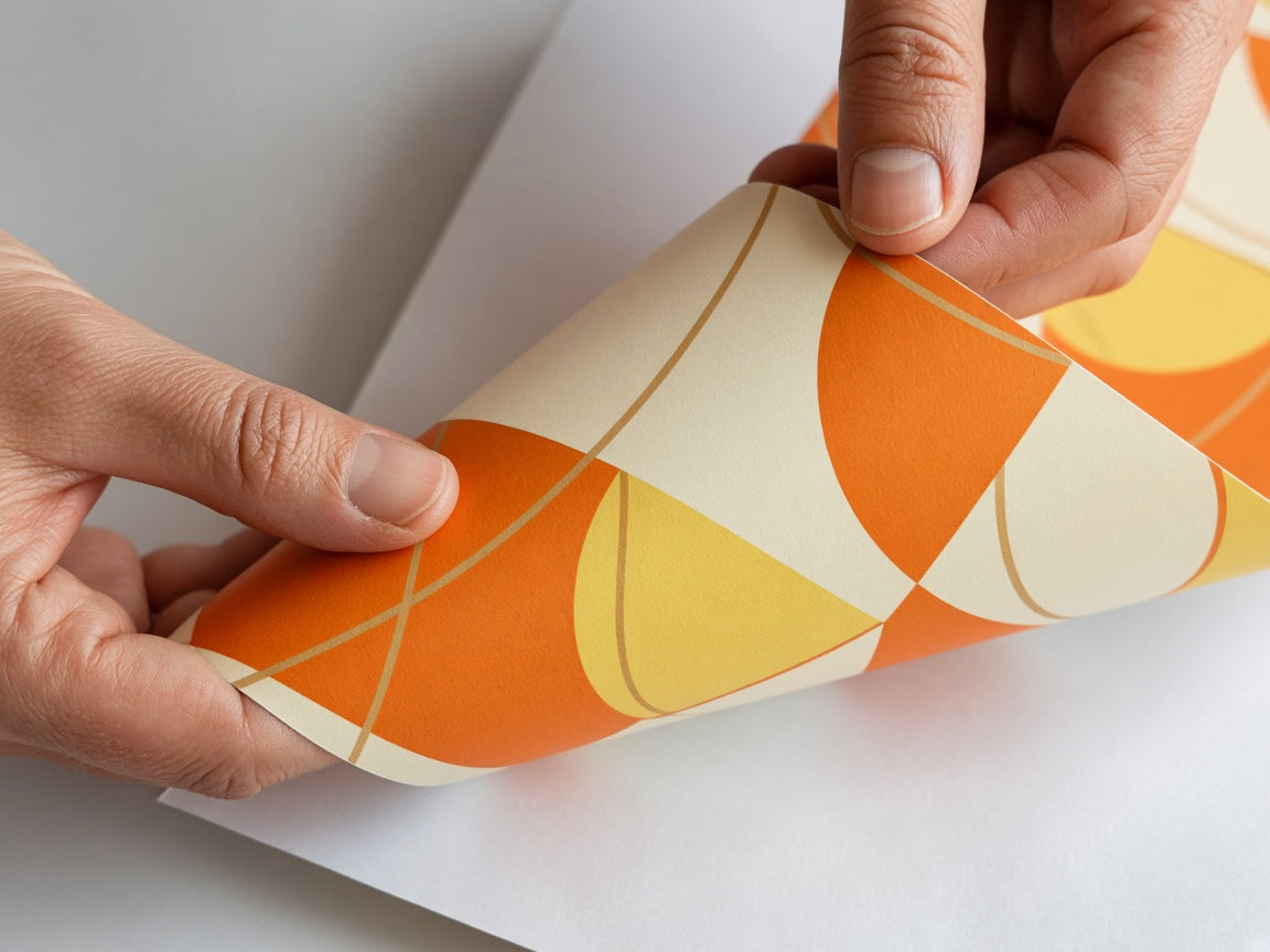 Détachement du film protecteur d’un papier peint autocollant